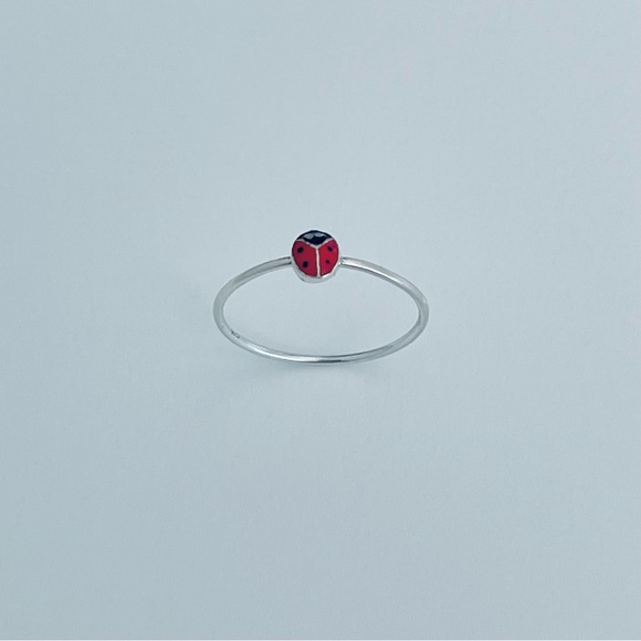 Sterling Silver Tiny Ladybug Ring, Silver Rings, Love Bugs, Good Luck, Insects - Picture 10 of 13